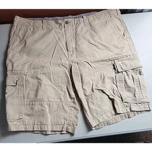 Tommy Hilfiger Cargo Shorts Men's 42 Tan Snap Pockets 10" Inseam